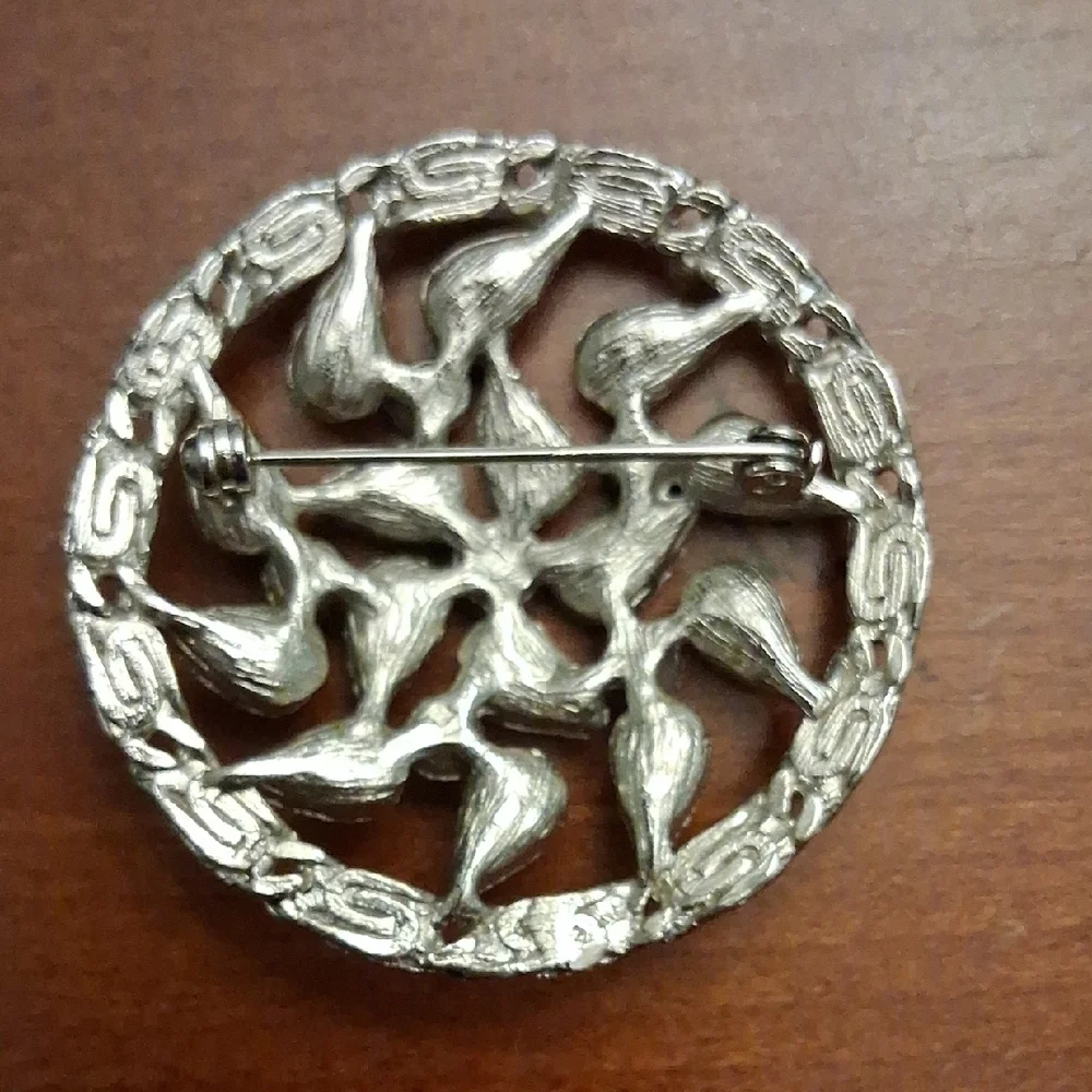 Elegant Silver and Purple Floral Brooch